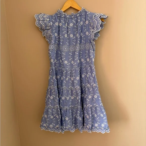 Sail to Sable Blue Floral Ruffle Dress Size Medium - Picture 4 of 4